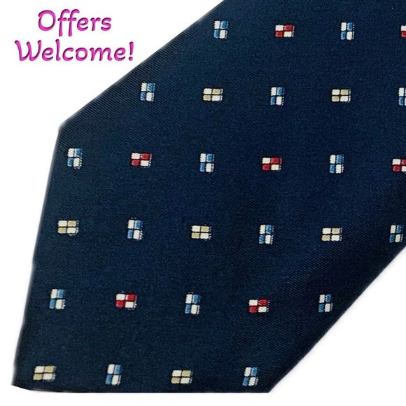Vittorio Rex 100% Silk Tie Navy Blue Nautical Flags Made in Italy Preppy Classic - Picture 1 of 8